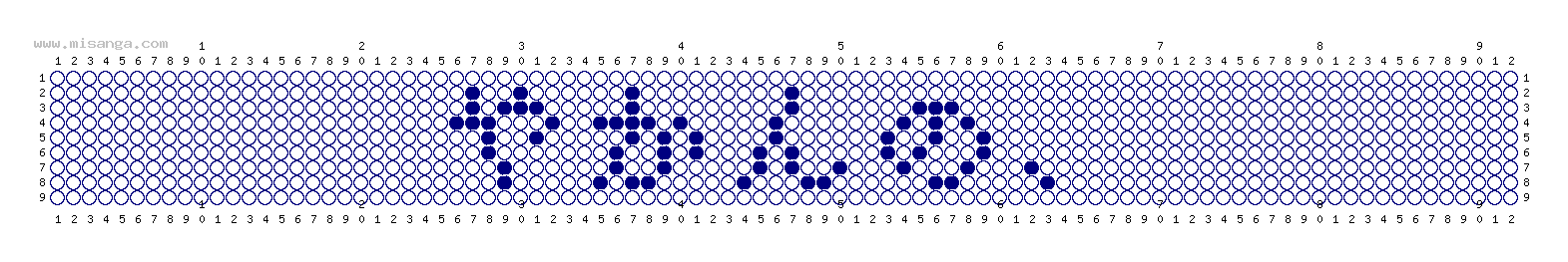 編みこみ文字ミサンガ製作図：やかんの、