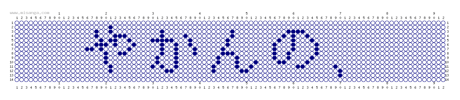 編みこみ文字ミサンガ製作図：やかんの、