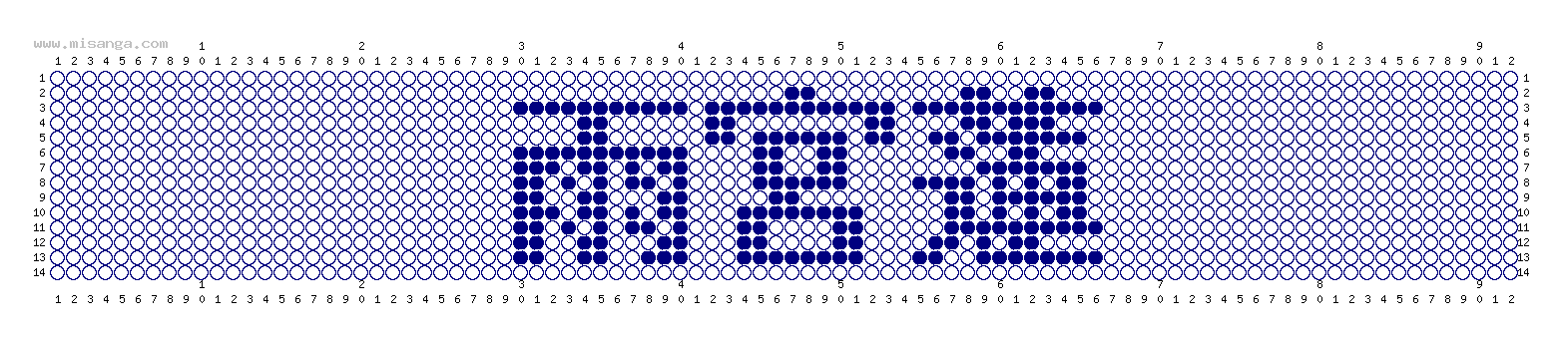 編みこみ文字ミサンガ製作図：雨宮蓮