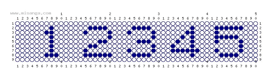 編みこみ文字ミサンガ製作図：12345