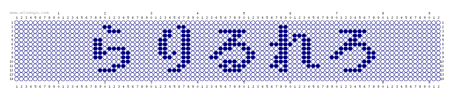 編みこみ文字ミサンガ製作図：らりるれろ