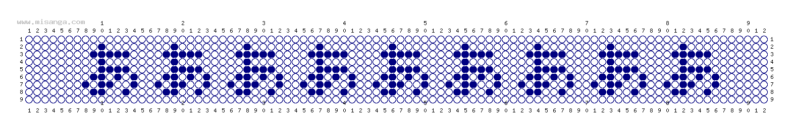 編みこみ文字ミサンガ製作図：あああああああああ