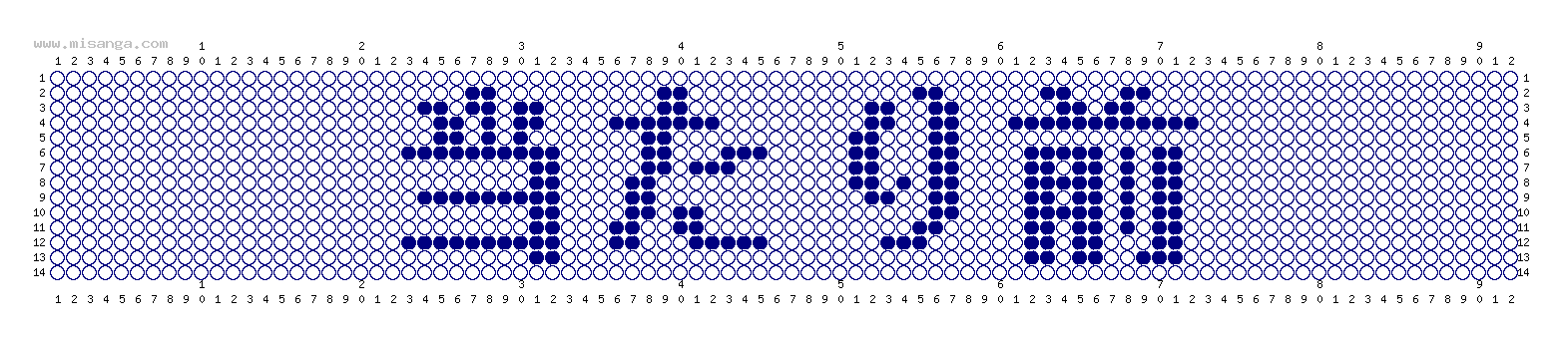 編みこみ文字ミサンガ製作図：当たり前