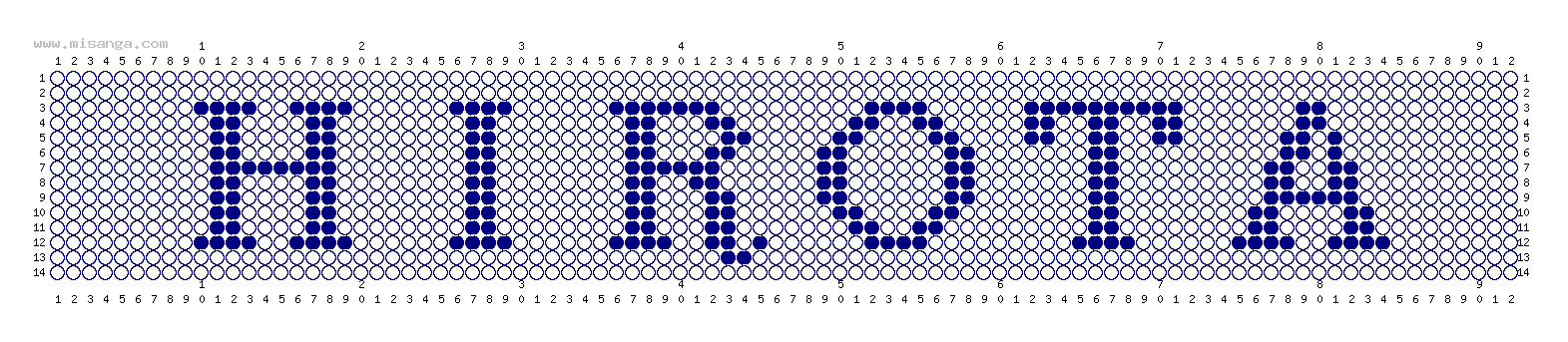 編みこみ文字ミサンガ製作図：HIROTA