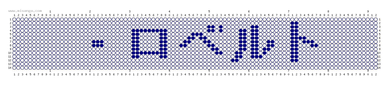 編みこみ文字ミサンガ製作図：・ロベルト