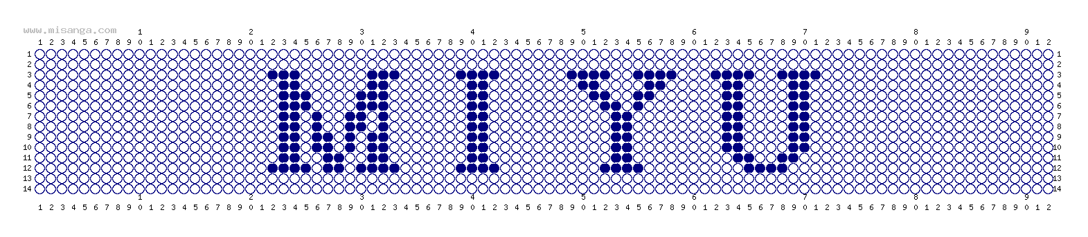 編みこみ文字ミサンガ製作図：MIYU