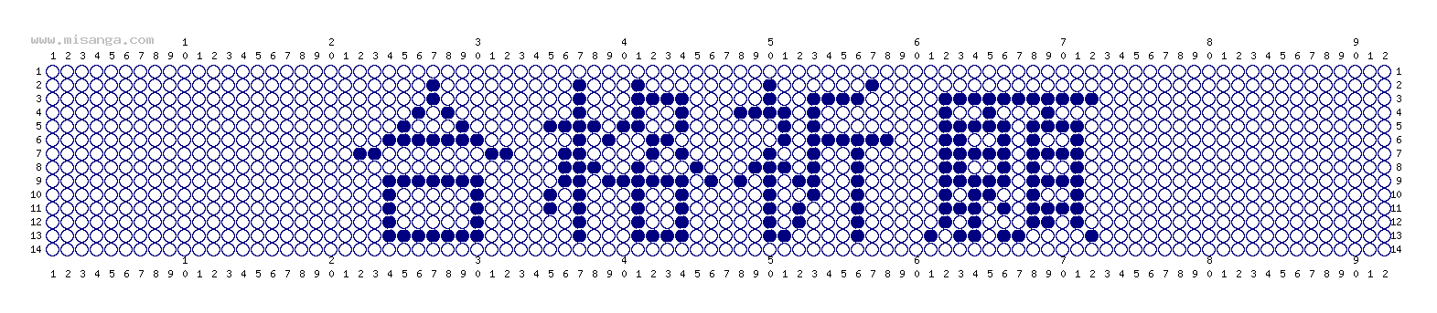 編みこみ文字ミサンガ製作図：合格祈願