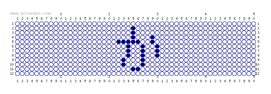 編みこみ文字ミサンガ製作図：か