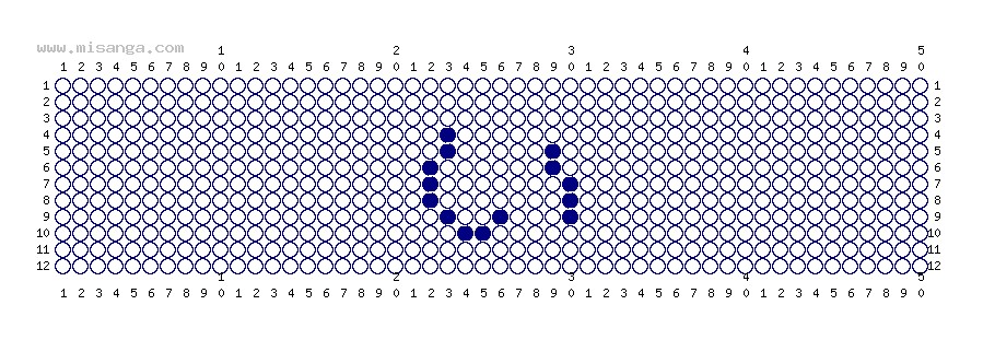 編みこみ文字ミサンガ製作図：い