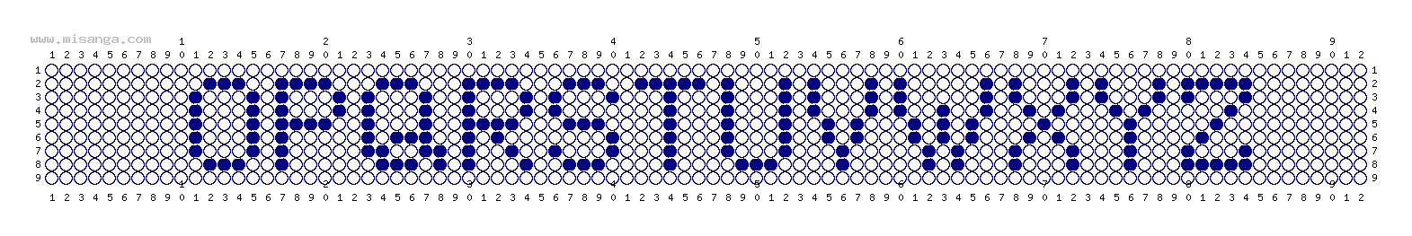 編みこみ文字ミサンガ製作図：OPQRSTUVWXYZ