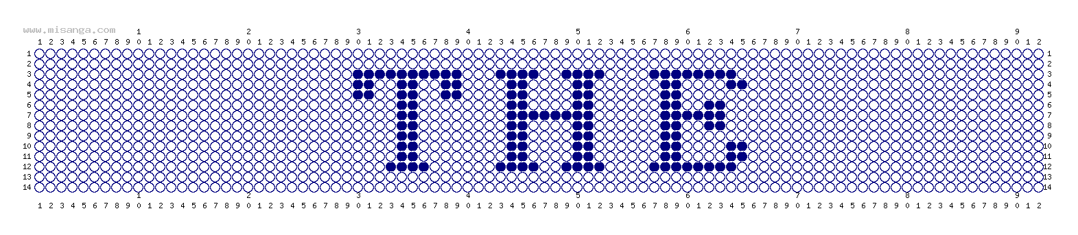 編みこみ文字ミサンガ製作図：THE