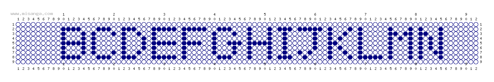 編みこみ文字ミサンガ製作図：BCDEFGHIJKLMN